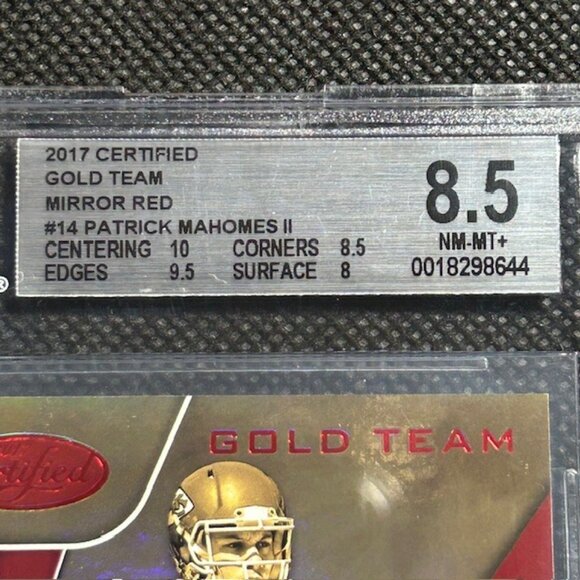 2017 Panini Certified Gold Team Mirror Red Patrick Mahomes II /99 SP RC BGS 8.5 - Picture 3 of 4